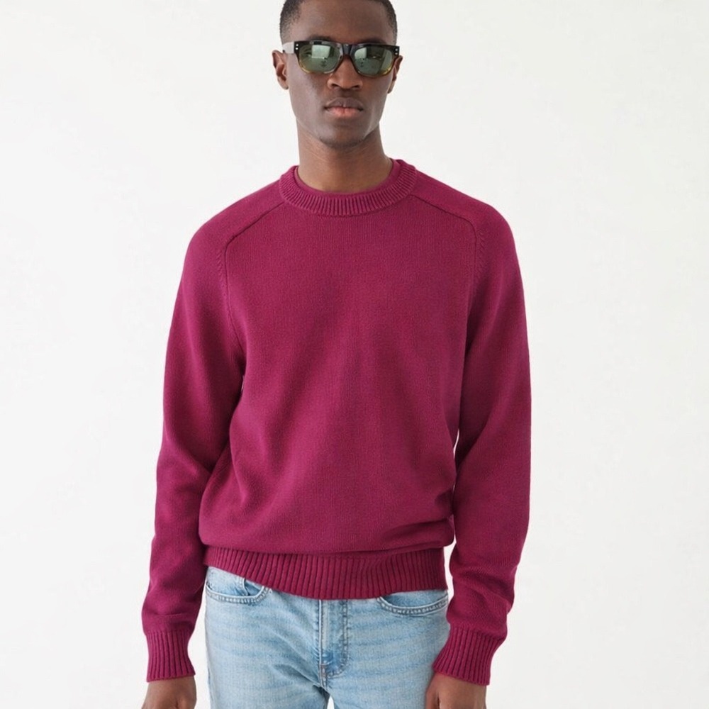 J. Crew Men's Heritage Cotton Crewneck Sweater Men's Size Medium Hot Pink BI841
